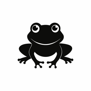 Creative frog animal black & white vector art. Frog icon silhouette art, Animal Elements illustration