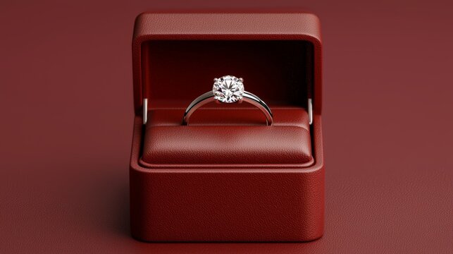 Sparkling diamond ring in box