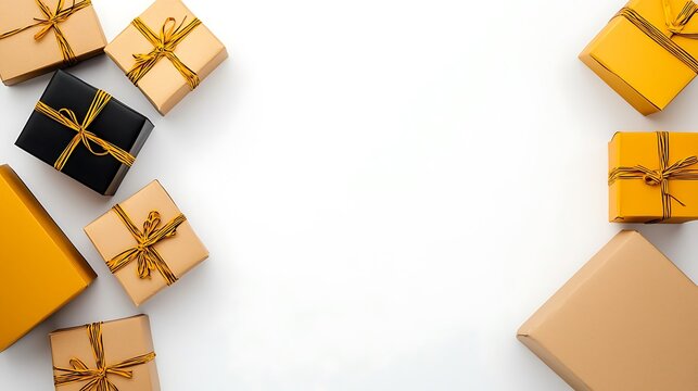 Gold Black Gift Boxes Festive Present Packaging Holiday Background