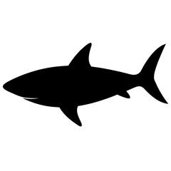 Obraz premium Shark animal black and white. Shark Silhouette, Animal Shark elements illustration