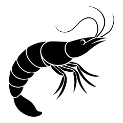Fototapeta premium Shrimp animal black and white. Animal Silhouette, Animal shrimp elements illustration