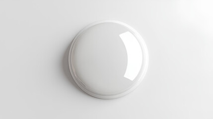Glossy white circular pin badge isolated on transparent background