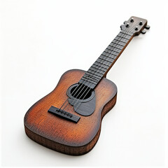 Fototapeta premium classic wooden guitar with detailed strings, showcasing craftsmanship and elegance. This instrument embodies rich, warm tone and is perfect for music lovers