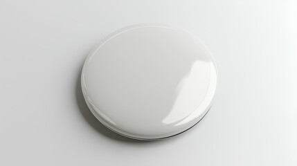 Glossy white circular pin badge isolated on transparent background