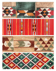 Set of vertical or horizontal banners with textures of berber traditional wool carpet with...