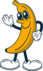 Vector Illustration of Banana Retro Groovy Cartoon Illustration