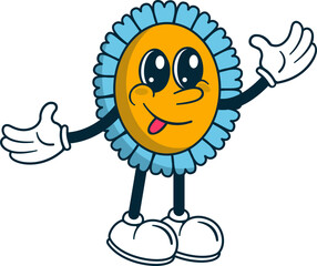 Vector Illustration of Flower Retro Groovy Cartoon Illustration