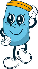 Vector Illustration of Paper Cup Beverage Retro Groovy Cartoon Illustration