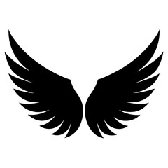 Obraz premium Animal wings badge black and white. Wings symbol silhouette, Racing elements illustration