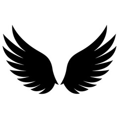 Obraz premium Animal wings black and white. Wings Silhouette, Racing elements illustration