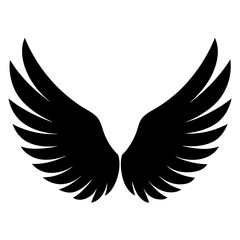 Obraz premium Animal wings black and white. Wings Silhouette, Racing elements illustration