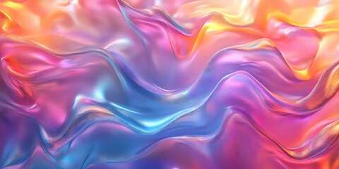 Fototapeta premium Abstract iridescent wavy texture background.