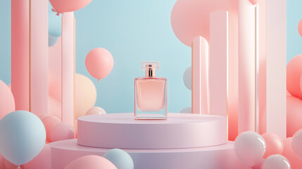 podium mockup in backdrop for perfume