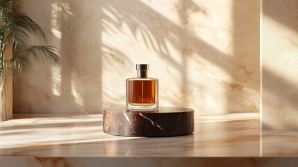 podium mockup in backdrop for perfume