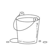 A bucket is drawn in black and white
