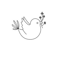 A bird with flowers in its beak