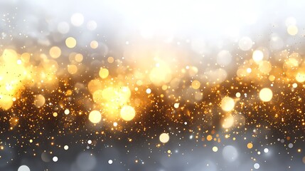 Obraz premium White and gold abstract glitter bokeh background. abstract glitter bokeh background. Fantasy colorful holiday sparkle background