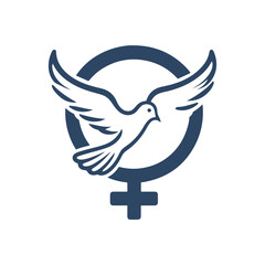 Dove with Olive Branch Inside Feminist Symbol Symbol Vector Illustration