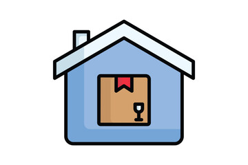 Warehouse icon. colored outline icon style. house with product. icon related to procurement. procurement management elements vector illustration
