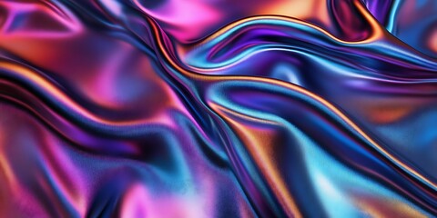 Obraz premium Iridescent fabric with vibrant color shifts and smooth, flowing folds.