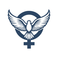 Dove with Olive Branch Inside Feminist Symbol Symbol Vector Illustration