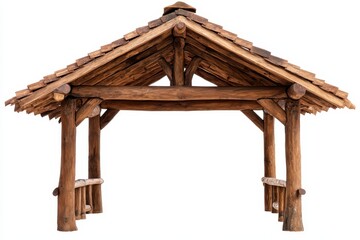 Handcrafted wooden ceiling on a white backdrop