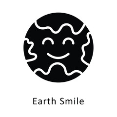 Earth Smile Vector Gylph Icon. Eps file 10