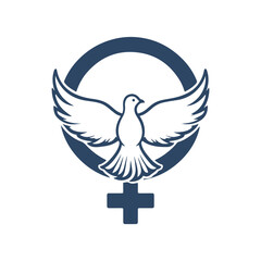 Dove with Olive Branch Inside Feminist Symbol Symbol Vector Illustration