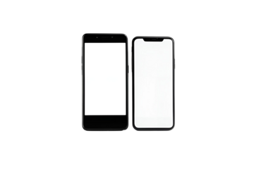 A phone with a white screen on a transparent background 