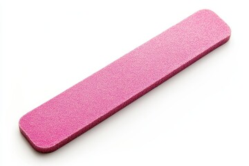 Isolated pink nail file on white backdrop