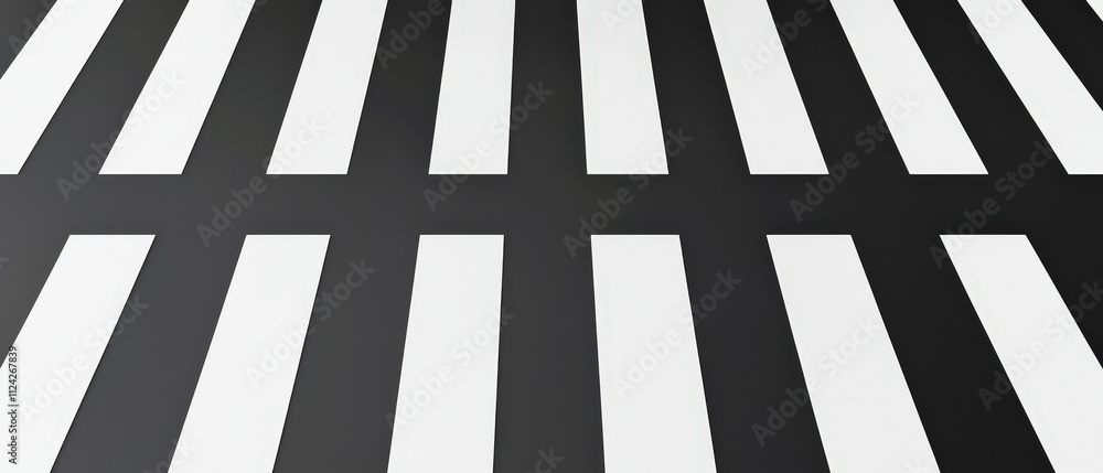 Poster minimalist abstract black and white striped pattern on flat surface, creating striking visual effect