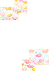 カラフルなひなげしでデザインした華やかなフレーム。水彩イラストを使用。