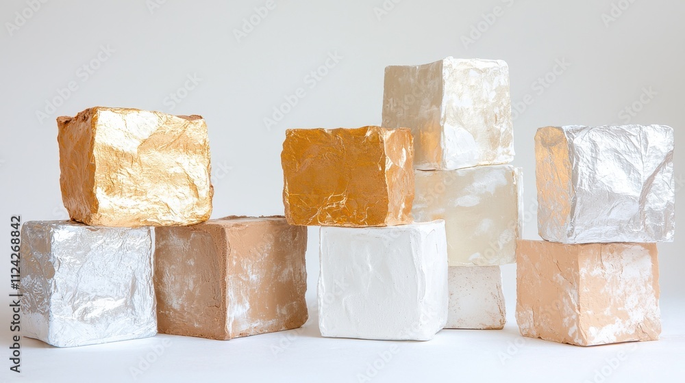Poster Modern abstract mocha mousse color blocks display minimalist setting artistic composition soft lighting contemporary design