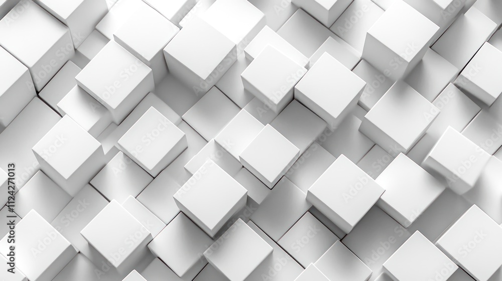 Aufkleber abstract arrangement of white cubes creating a 3d effect.