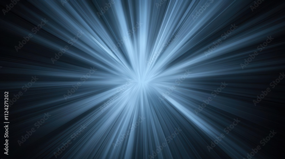 Poster dynamic rays of light through abstract blue studio environment