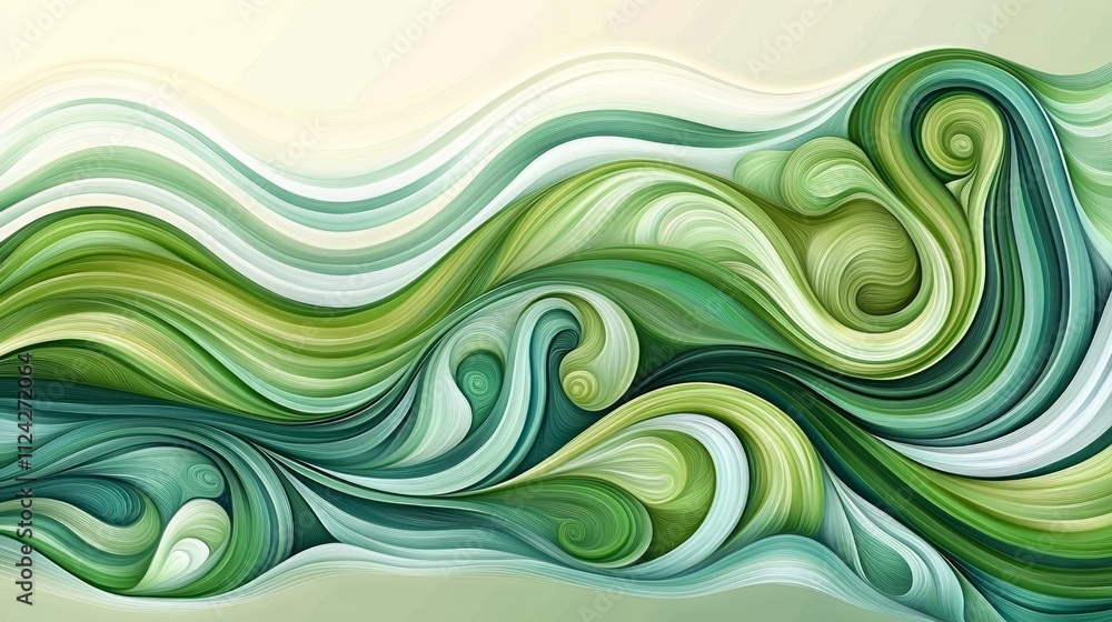 Poster intricate patterns of green tones flow seamlessly across the canvas, creating an immersive experienc