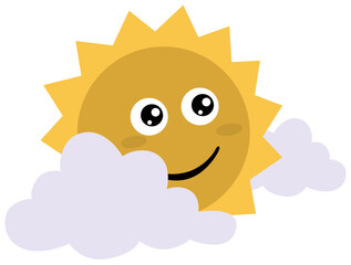 Vector Illustration of Sun with Clouds