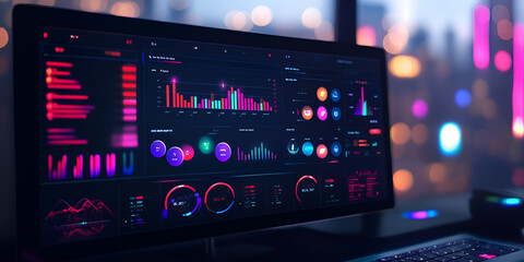  Digital Dashboard Displaying Futuristic Analytics and Data Visualizations