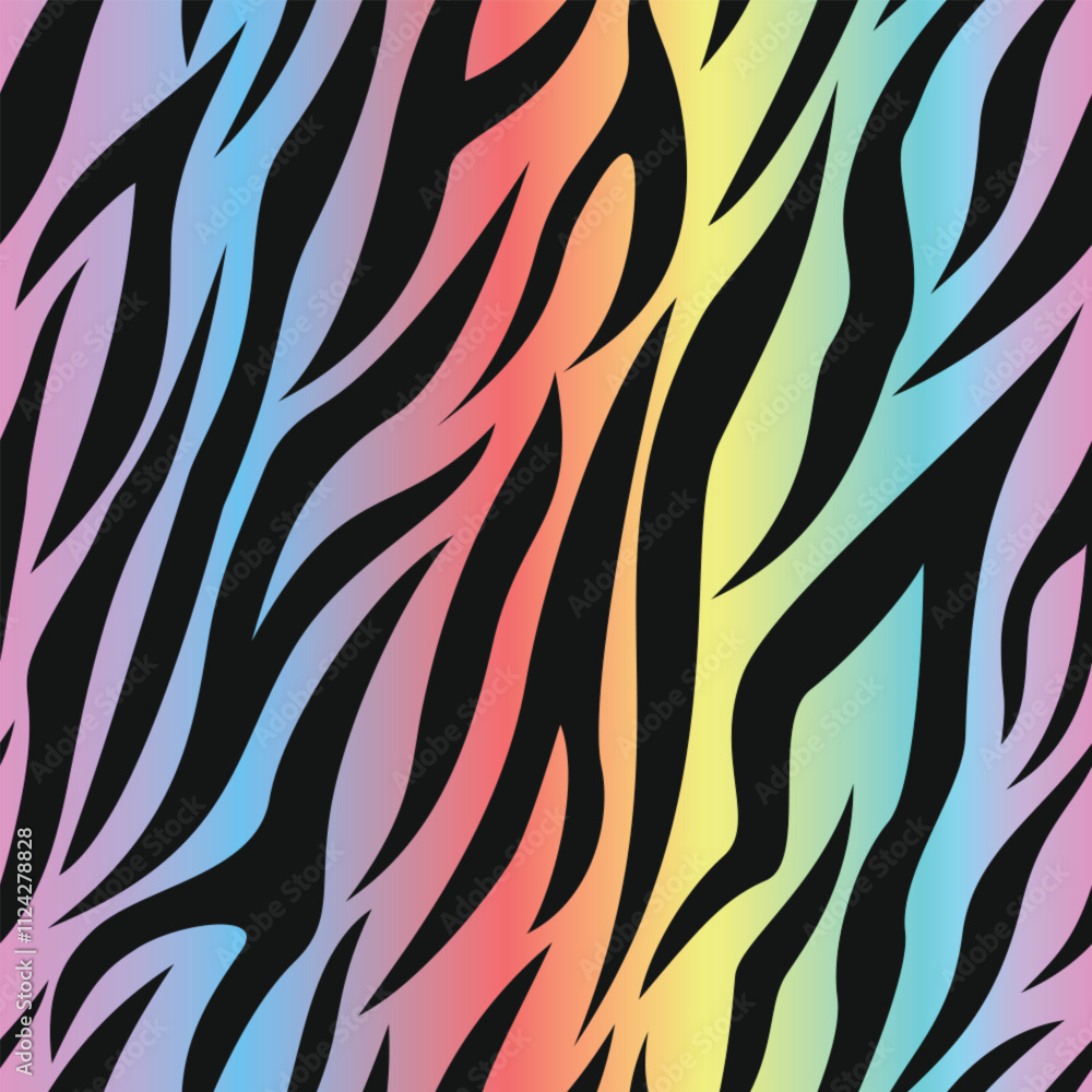 Poster zebra skin pattern with rainbow gradient seamless pattern background