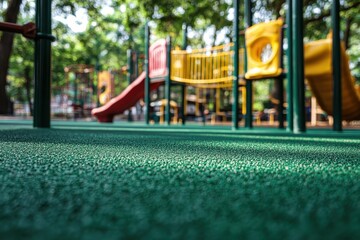 Playground s green rubber surface