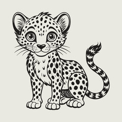 Cute Cartoon Cheetah Coloring Page