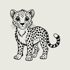 Cute Cartoon Cheetah Coloring Page