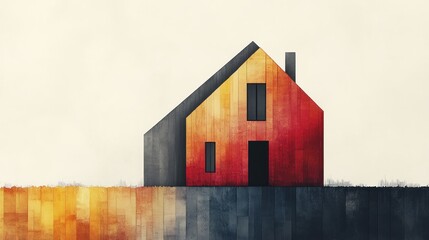 A clean and simple logo featuring a geometric house silhouette with smooth lines and a subtle color palette, symbolizing modern minimalism and functional design 