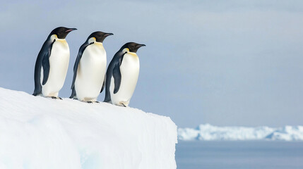 Obraz premium Penguins. A Group of Penguins at the Pole