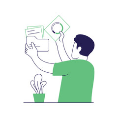 Data Collection concept illustration. a professional is collecting data, data management