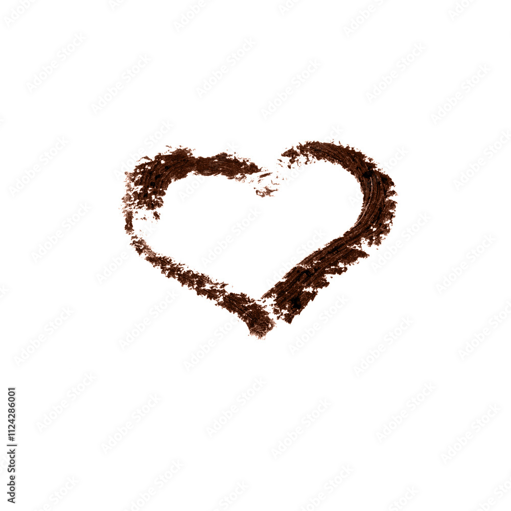 Wall mural heart outline of a drawn heart in mocha mousse color