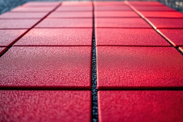Soft padded rubber safety flooring for kids play areas Red square tiles on concrete for recreation