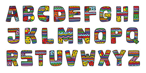 Modern and colorful abstract alphabet letters, interactive, perfect for print, wallpaper, digital design, banners, posters, educational resources, etc