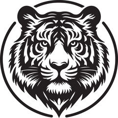 tiger head silhouette vector style with white background 