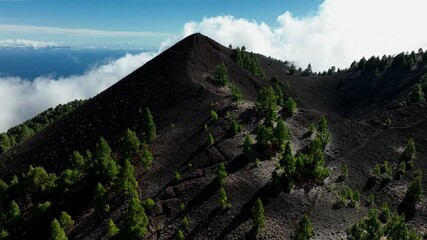 Aerial drone view of the landscape of La Palma, Canary Islands, Spain